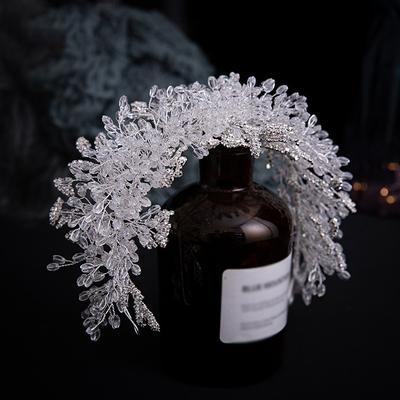 Luksusowe kryształowe koraliki kwiatowe opaski ślubne ślubne akcesoria do włosów Rhinestone korona opaska do włosów panna młoda tiary ręcznie robione nakrycie głowy