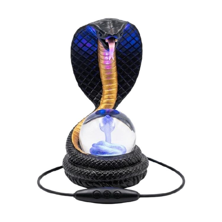 Cabinet Display Snake Figure Lamp with Globe Light Center, USB Cable, and Button Control for Desk or Shelf Use