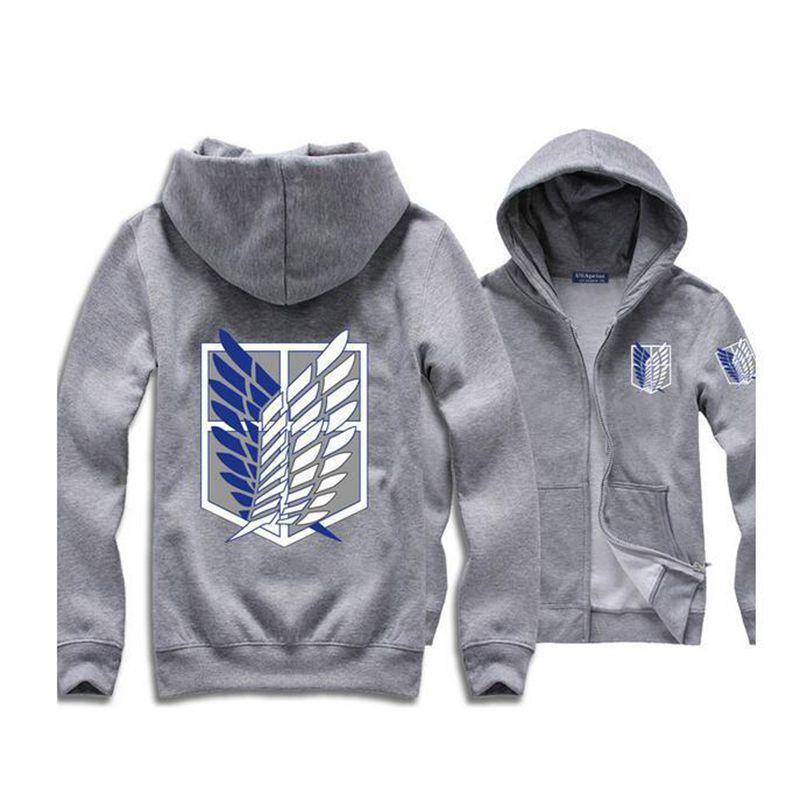 

Titan On Attack Shingeki No Kyojin Cosplay Costume Hoodie Jumper Jacket Coats M（Tag M=US XS） серый