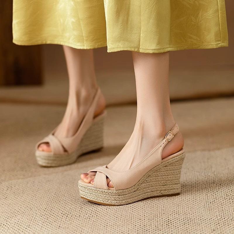 Μόδα 2025 Μόδα Γυναικεία Σανδάλια με Λουράκι Πλάτης Πλατφόρμα Καλοκαίρι Ανοιχτό Δάχτυλο Ψηλοτάκουνα Σανδάλια Γυναίκα Νέα Αντιολισθητικά Σανδάλια Γόβα Γυναικεία