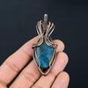 Neon Blue Apatite Gemstone Handmade Pure Copper Wire Wrap Jewelry Pendant For Women