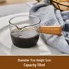 Glass Espresso Bean Measuring Cup with Double Spout, Wooden Handle, and Small Milk Jug