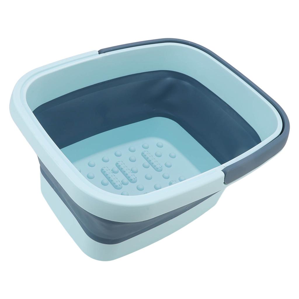 Foldable Foot Tub Portable Silicone Foot Massage Bath Bucket Household Foot Spa Basin Blue