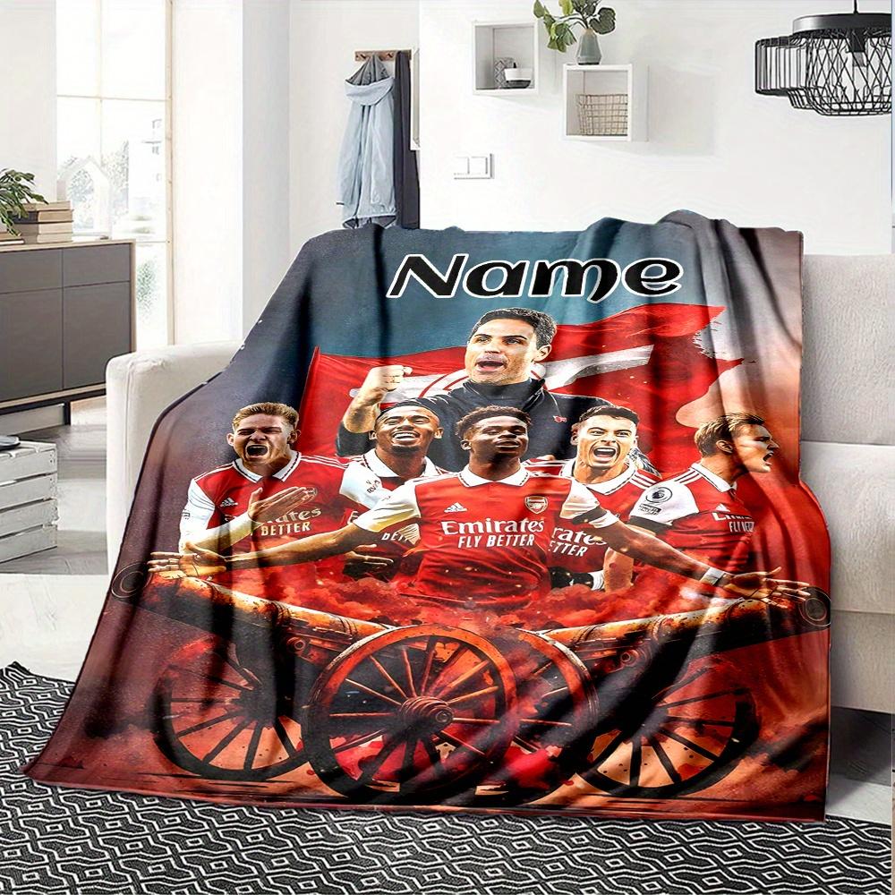 Arsenal Players Cannon Flag Four Seasons Blanket Customized With Your Name Lightweight And Warm Perfect Gift For Home Office Camping Sofa Travel Beach