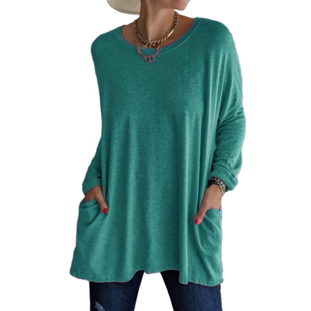 

GMXIA Женские модные повседневные летние однотонные блузки и рубашки с круглым вырезом и длинными рукавами с принтом XXXXXL зелёный