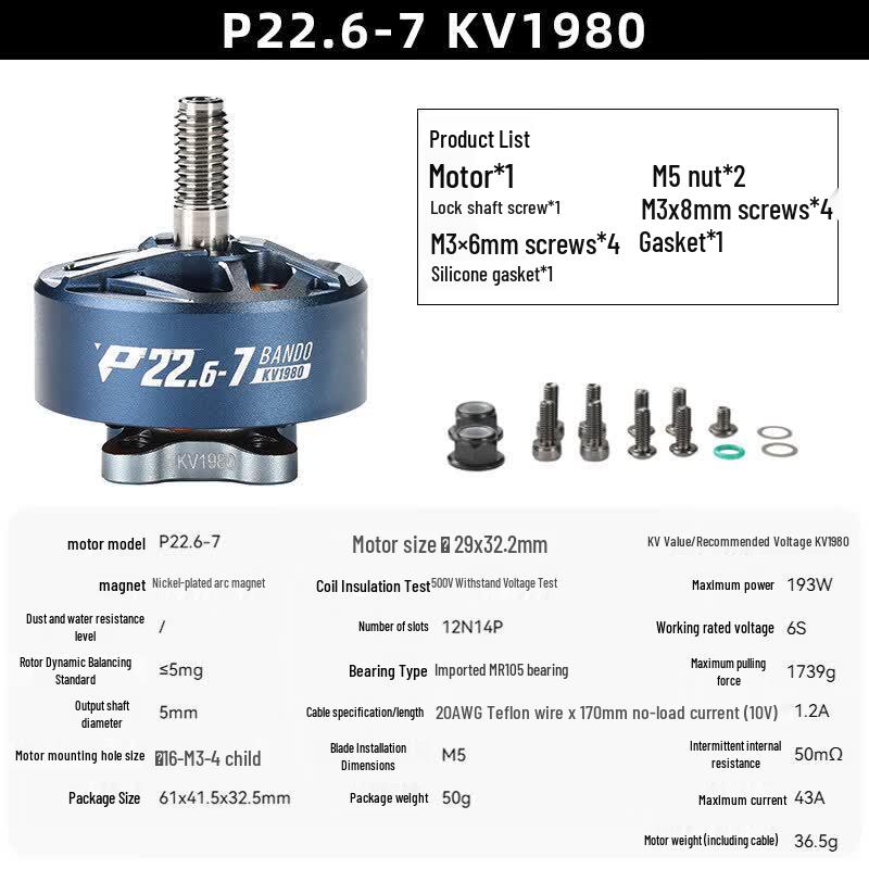 BANDO Pacer P22.6-7 FPV Drone Brushless Motor