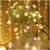 3M/6M LED Garland Snowflakes String Fairy Lights Battery Powered Hanging Ornaments Christmas Tree Pa