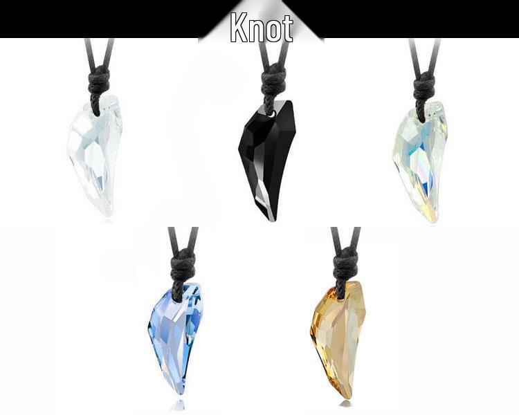 T27 Wolfszahn Kristall Partner Anhänger Halskette für Damen & Herren - Schmuckgeschenk im koreanischen Stil