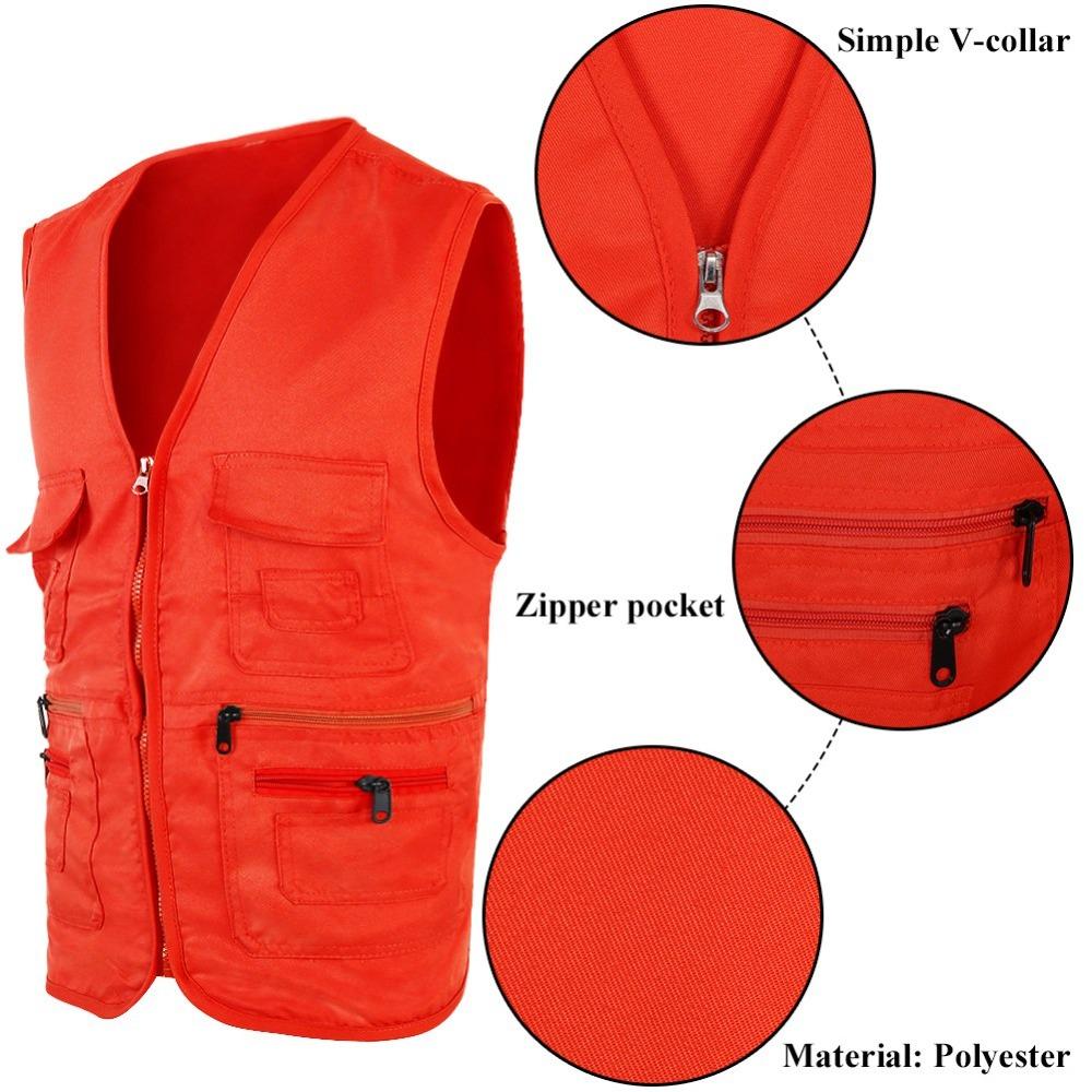 V Neck Cargo Vest Zip Up Outdoor Vest Durable Fishing Vest  Hiking