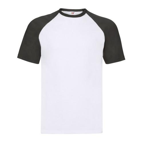 FRUIT OF THE LOOM Camiseta de béisbol unisex con panel en contraste para adultos M blanco/negro