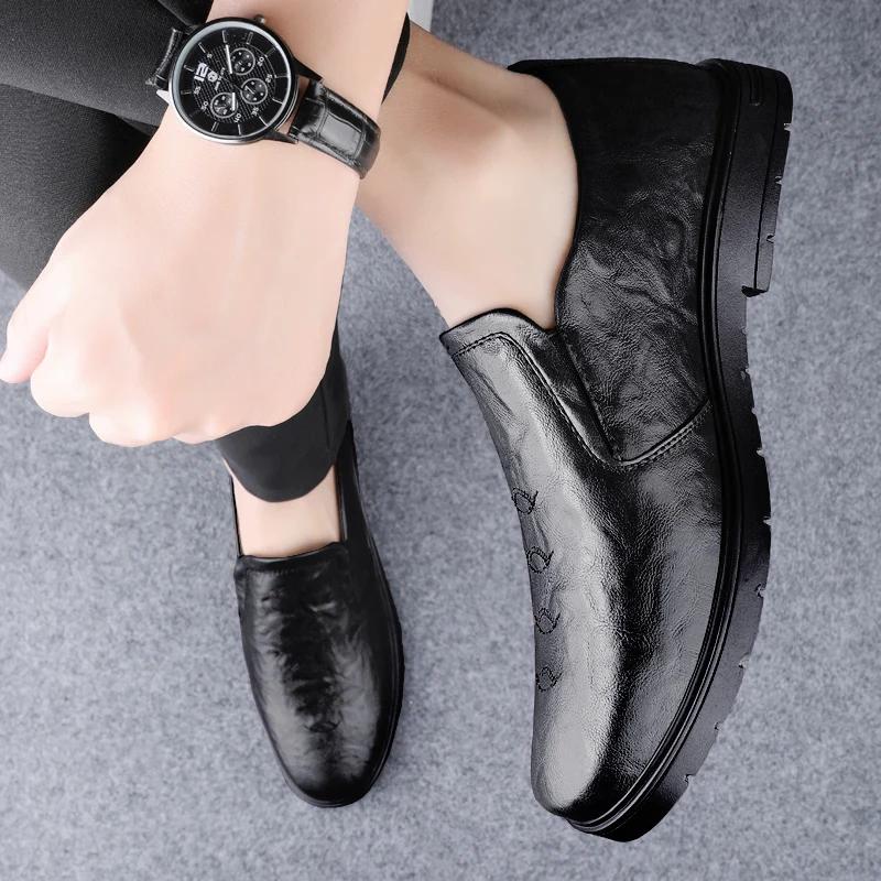 Spring New Business Dress Knurling Loafers Men Casual Leather Shoes Slip On Driving Flat Fashion Luxury Designer Brand Moccasins
