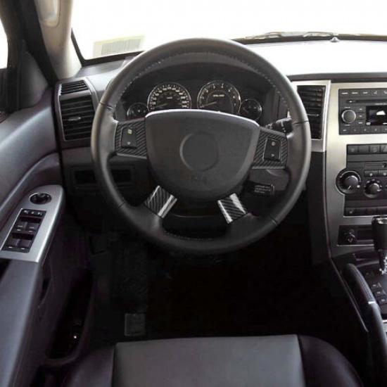Carbon Fiber Steering Wheel Decor Cover Trim for Jeep Grand Cherokee 2006-2010