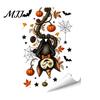 Spooky Glass Stickers Halloween Window Static Sticker, Ghost Castle Black Cat Print Decals, Creative Gift for Friends Waterproof PVC Cling
