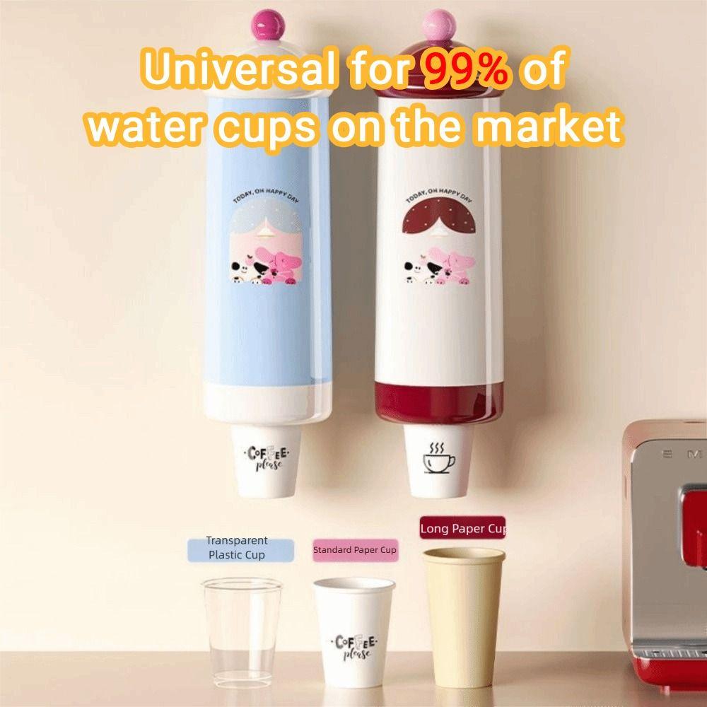 Wall-Mounted Automatic Cup Dispenser Dust-Proof Paper Cup Storage Rack Bar Counter