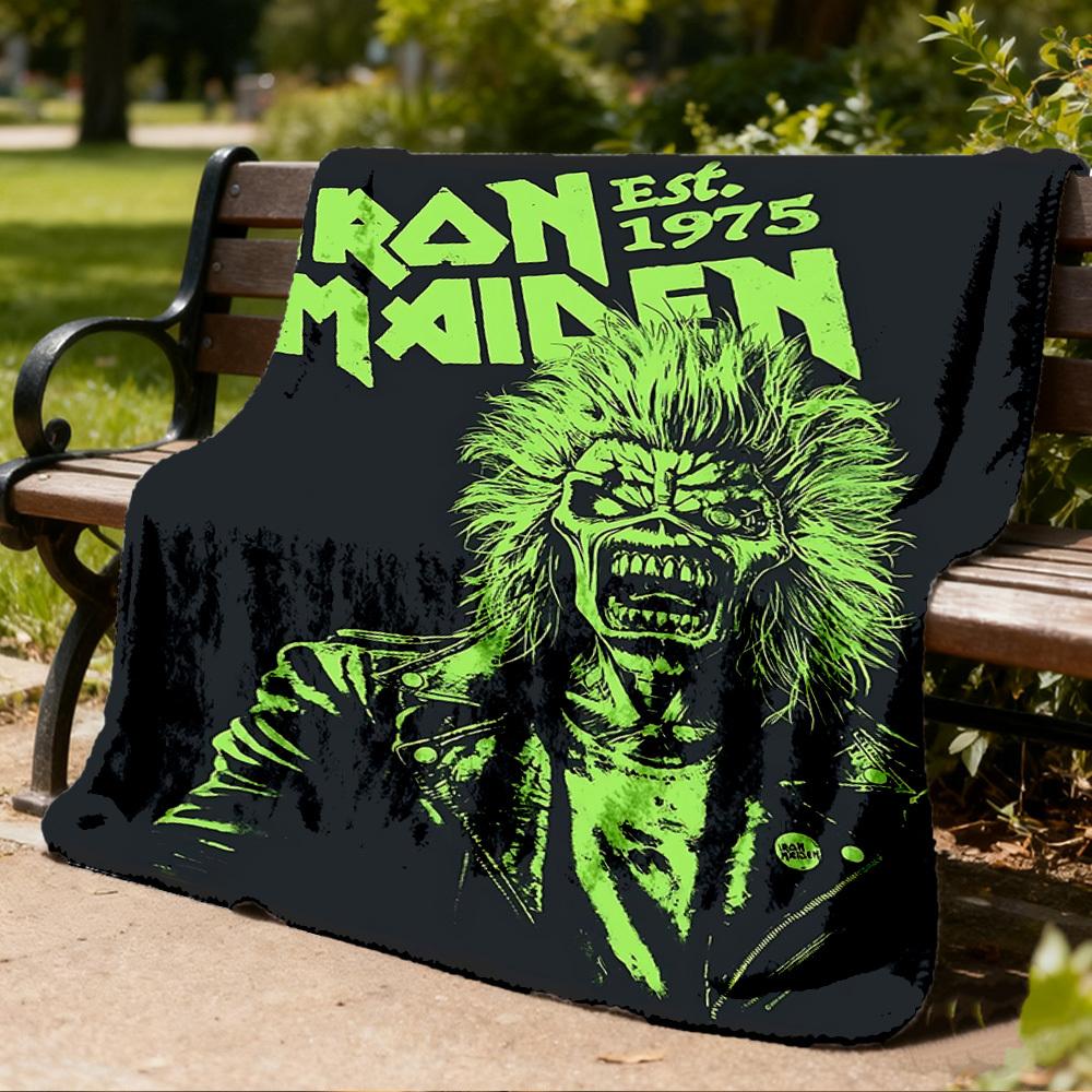 1pc Iron Maiden Outdoor Flannel Blanket Gift For Boys Girls Adults, Family Friends