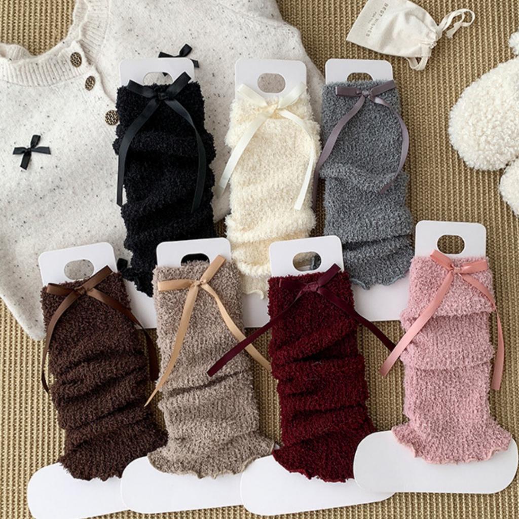 Lolita Socks High Elastic Knee High Leg Sleeves Plush Leg Warmers Skin-Friendly Long Calf Warmers For Daily Wear Fashion Dance