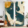 Light Blocking Chinese Art Xianhe Lianhua Curtains Matte Polyester Drapes Cranes Floral Design Curtain Set Of 2 Vintage Made With Rod Pocket Washable