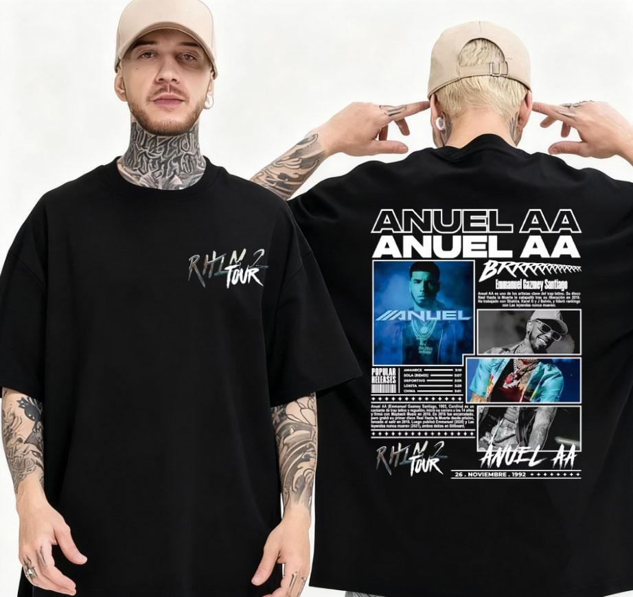 2025 Summer Rapper Anuell AA Rhlm 2 Album Tour Tshirt Mens Fashion Hiphop High Street Tshirt Cotton Oneck Short Sleeve