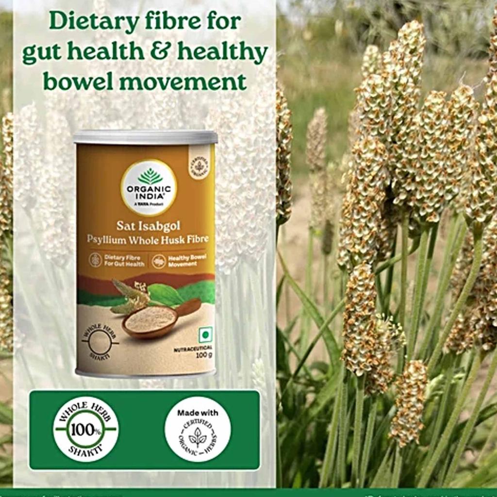 Organic India Psyllium Whole Husk Isabgol High Fiber Dietary Supplement 100 g Pack Of 2 Supports Digestion & Weight Management