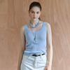 Button Point Ribbed Knit Sleeveless Zf08qk003na