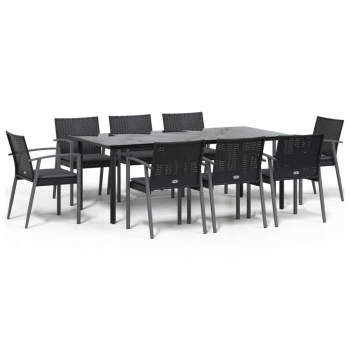VidaXL Ensemble à manger de jardin 9 pcs coussins résine tressée acier 3187000