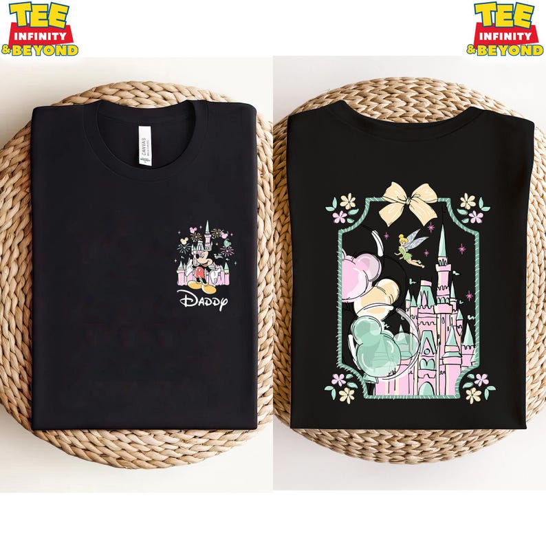 Magical Castle Family Trip Coquette Bow T-Shirt, Disney Park Vacation Matching Tee, Mickey And Friends Fairy Castle Balloons Fireworks Shirt 120
