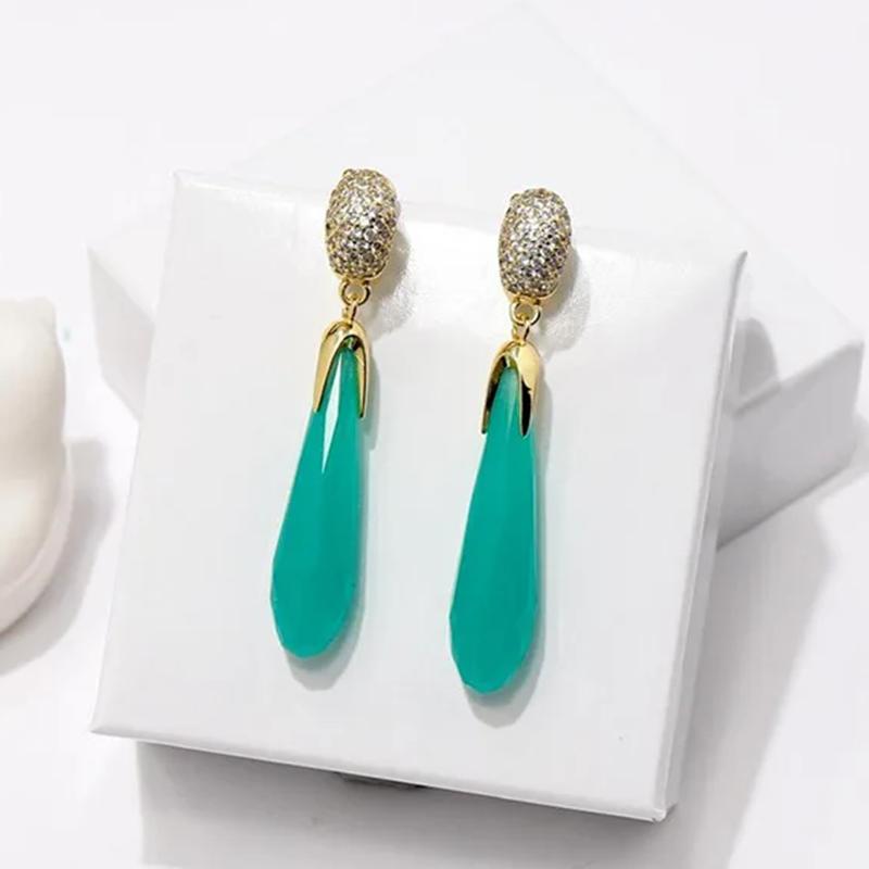 Musla Design Vintage Blue Green Purple Crystal Icicle Long Tassel Water Drop Earrings For Women Gifts High Quality Fine Jewelry