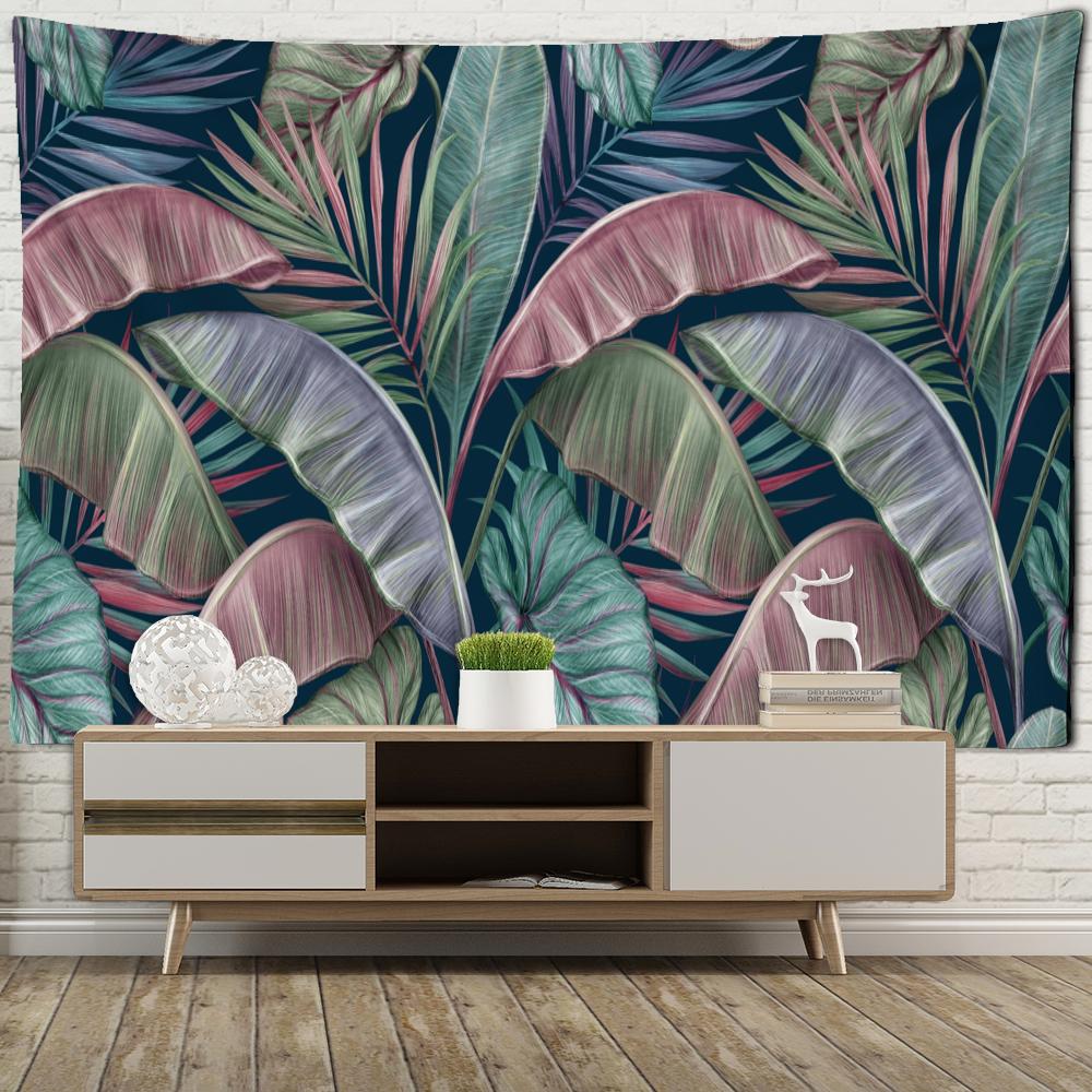 Tropical Plant Tapestry Wall Hanging Girl Psychedelic Witchcraft Natural Bohemian Hippie Bedroom Home Decor