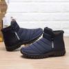 Fashion Men's Waterproof Warm Cotton Zipper Snow Ankle Boots, Winter Warm Slip on Thick Plush Booties Waterproof Snow Boots