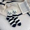 Black and White Panda Cartoon Socks, Women's Mid-calf Socks, Autumn and Winter Thickened with Fleece, Warm and Cold-resistant, Cute Snow Floor Socks