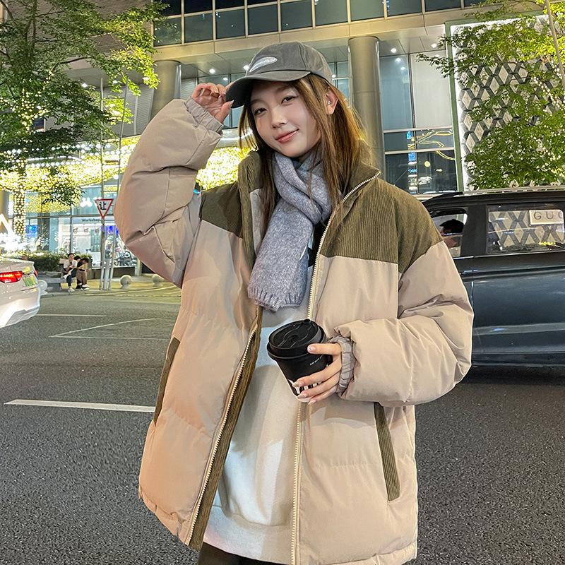 Padded clothes men's winter windproof corduroy padded clothes couple women's thickened padded jacket jacket stand-up collar to keep warm