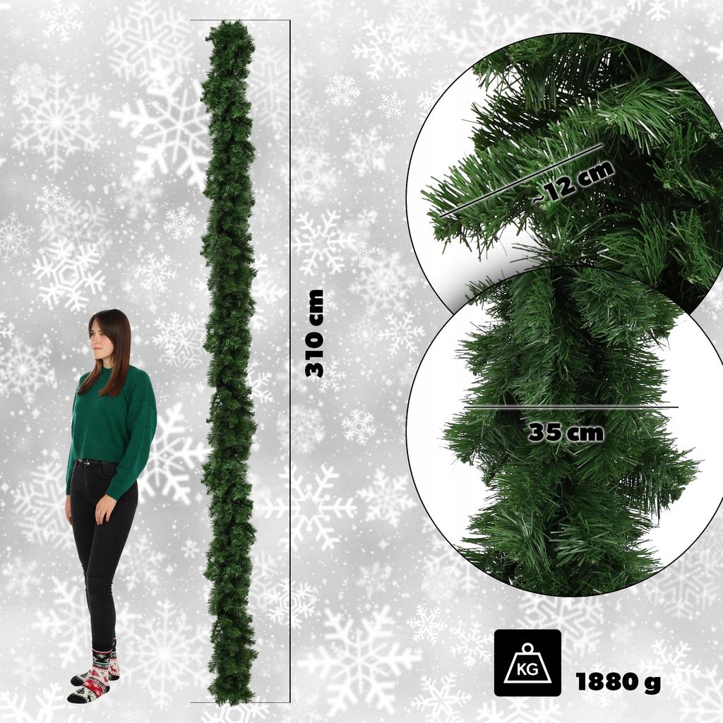 KADAX Christmas Tree Garland 300 Cm Christmas Dense Premium