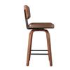 Bar Stool Curve – Swivel PU Upholstered Stool with Curved Wood Sickle Backrest & Metal Frame, 360 Degrees Swivel, Set of 2