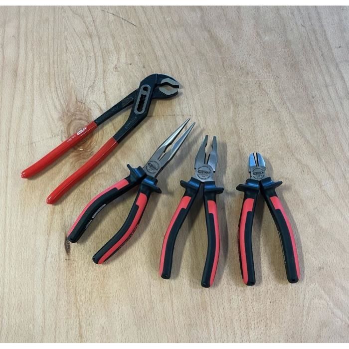 Jeu De 4 Pinces - KS TOOLS - ERGOTORQUE® - Coupante, Multiprise, Demi-ronde, Universelle