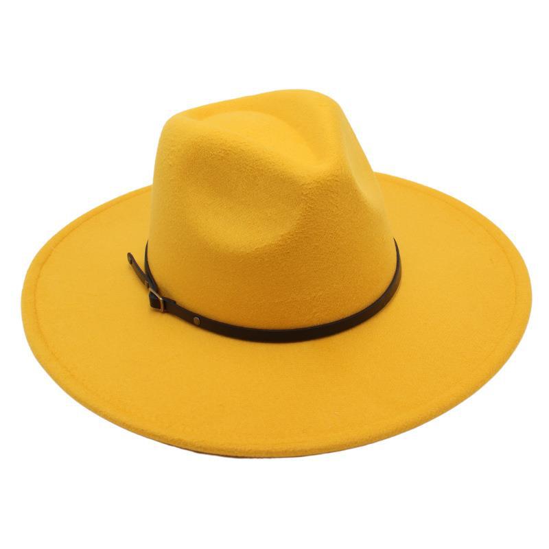 Belt Buckle Top Hat Jazz Hat Men'S And Women'S Felt Hat Woolen Hat Wool Versatile Street Shot