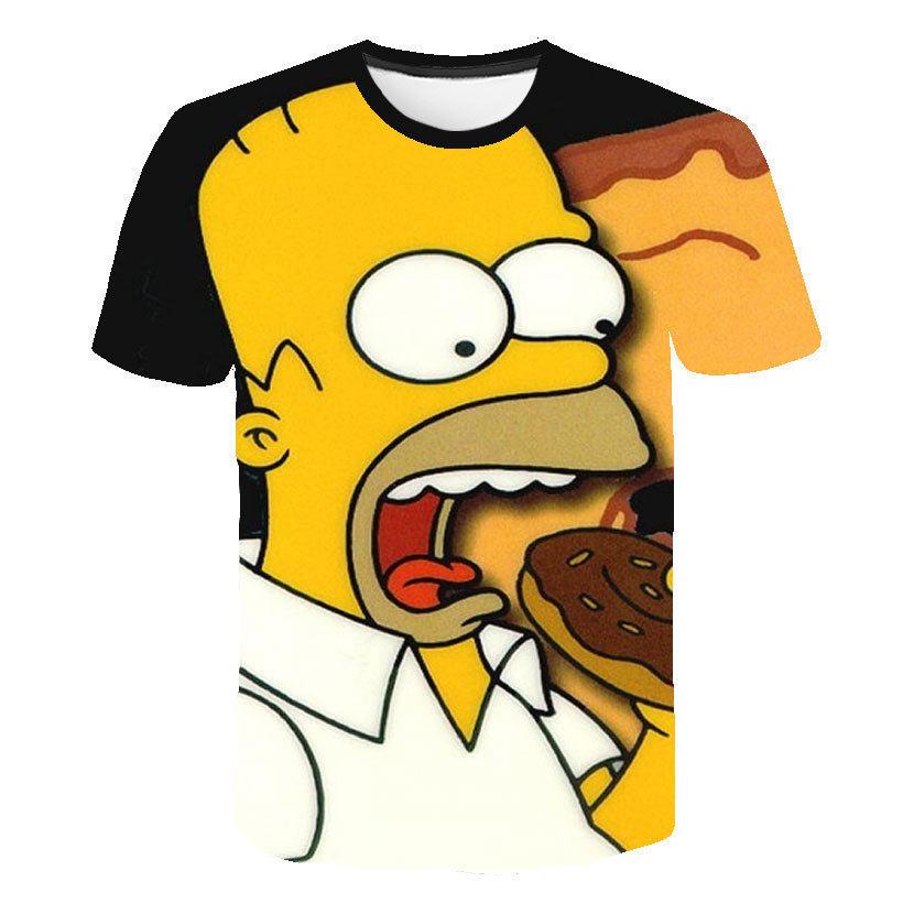 Summer Children's Classic THE SIMPSONS Cartoon Digital Stripe Available Multiple Choice Printed Loose Casual T-shirt