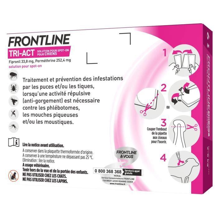 Frontline Tri-Act chien - Anti-puces anti-tiques pour chien XS - 2-5kg - 6 pipettes