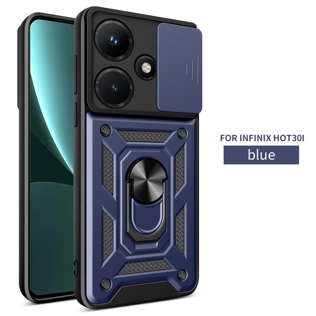 For Infinix Hot 30 Case Infinix Hot 30i Cover Hot 30 30i Magnetic Ring Holder Armor Phone Case Slide Camera Protect Back Cover