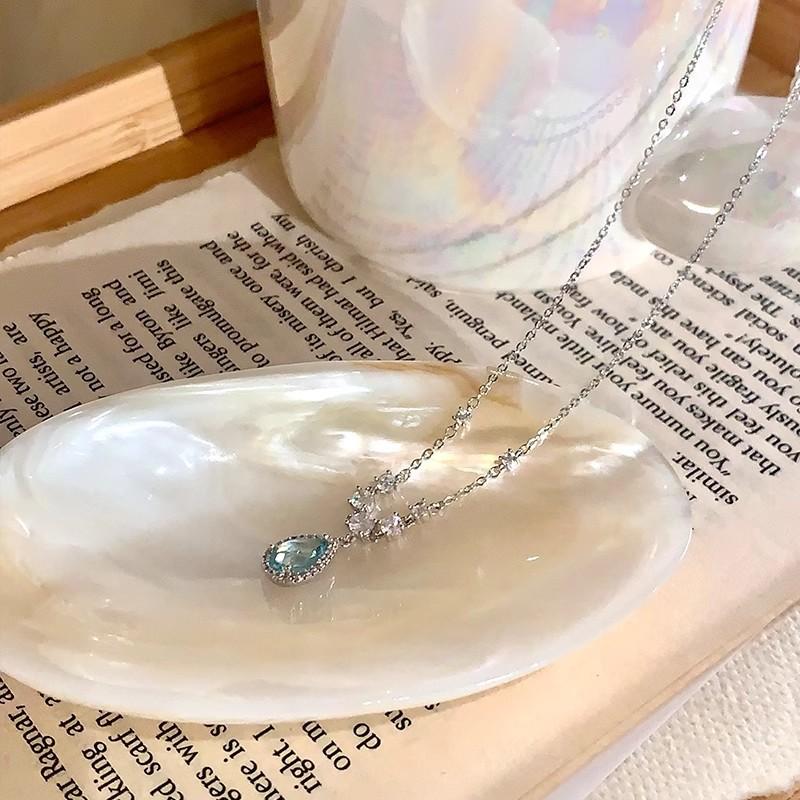 Water Drop Zircon Chain Necklace Women's Light Luxury Niche Internet Celebrity Style Simple Versatile Collarbone Chain