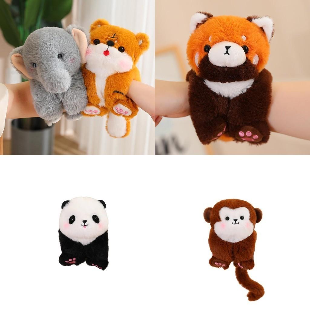Cute Animal Plush Toys With Snap Bracelet Adorable Elephant And Lion Hand Ring Stuffed Doll For Kids