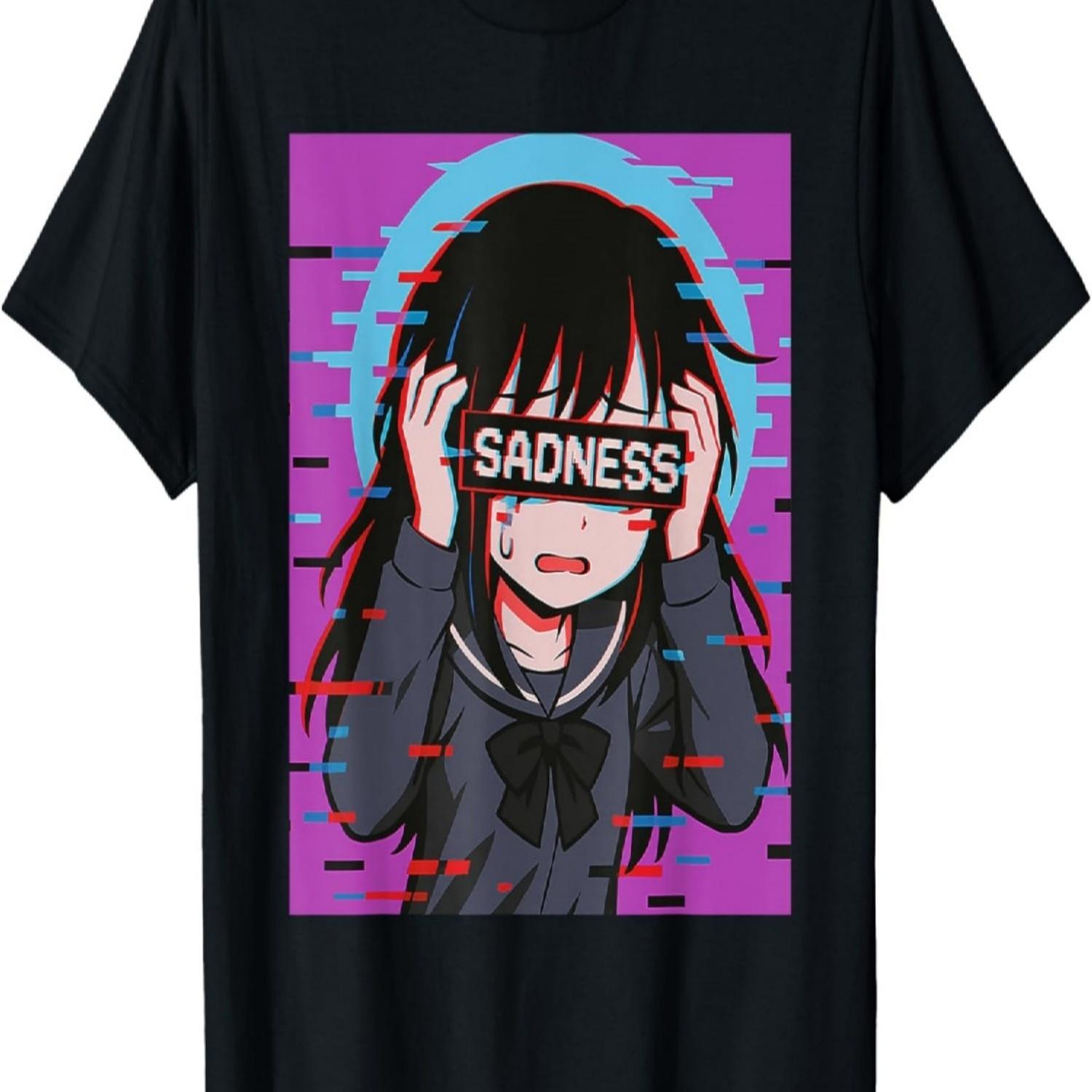 

Sad Anime Girl Sadness Vaporwave Streetwear Anime T-Shirt S чёрный