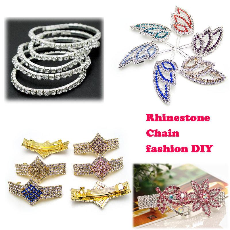 SS6 - SS16 Glitter Sew - On Rhinestone Cup Chain Crystal Cup Chain Rhinestone Trimming for Decoration