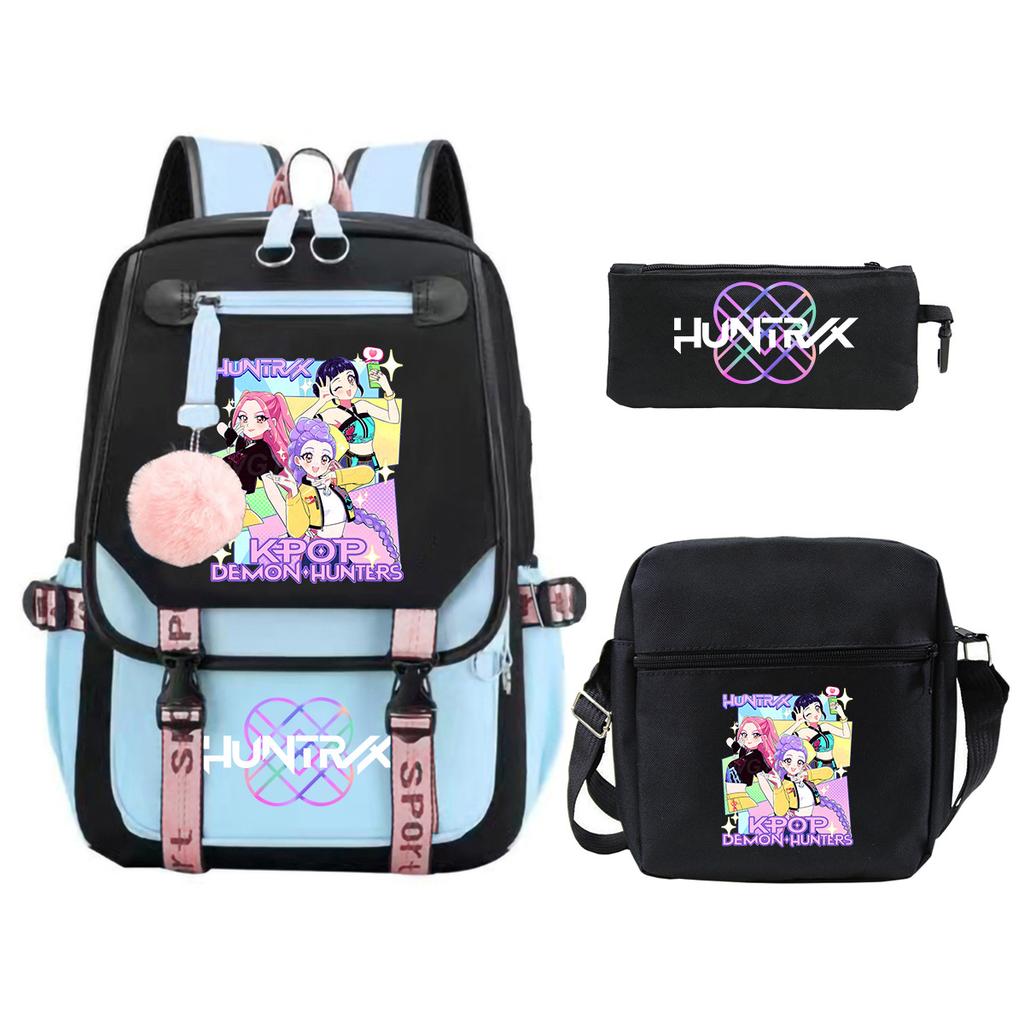 KPop Demon Hunters Korean version of student school bag children's backpack pencil bag set
