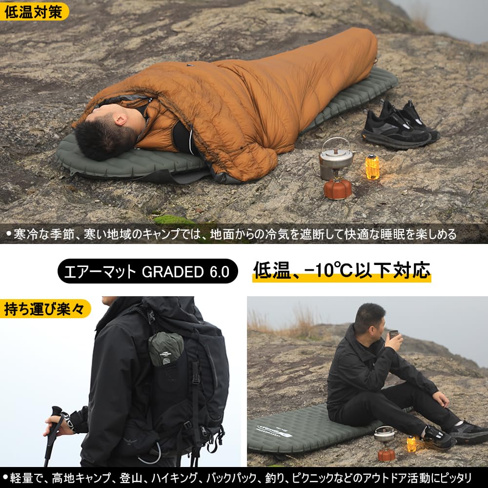 Soomloom BEWERTET 6.0 Camping-Luftmatratze R-Wert 6.0 Ultraleicht 600g mit Pumppacksack (Navy blau)