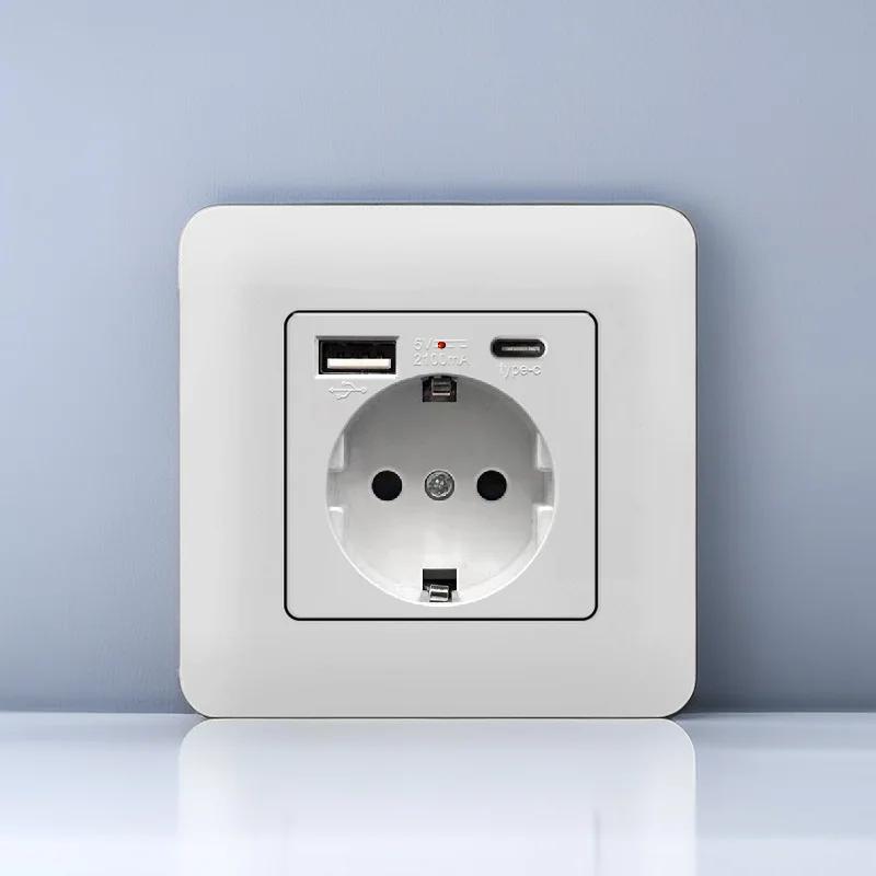EU Standard Single Power Socket Switch Usb Wall Sockets Double Sockets 86 Type Wall Sockets TV Telephone Sockets