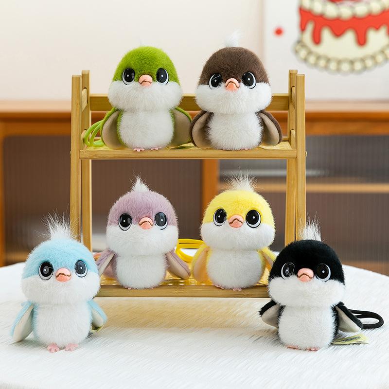 New Cute Little Tit Doll Pendant Keychain Color Bird Plush Toy Schoolbag Keychain