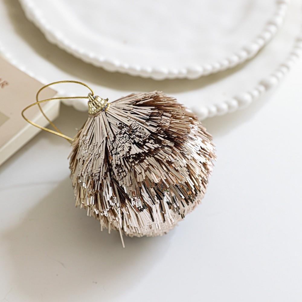 Glitter Tinsel Christmas Ball Ornament Foam Ball Sequin Ball Christmas Tree Ornament Fluffy Ball Christmas Decoration