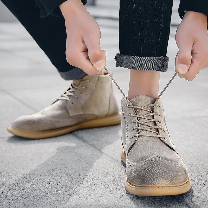 Mode Herbst und Winter Herren Lederschuhe Mode Brogue Stil Outdoor Street Walking Täglich Büro Motorrad Erwachsenenschuhe 38-46