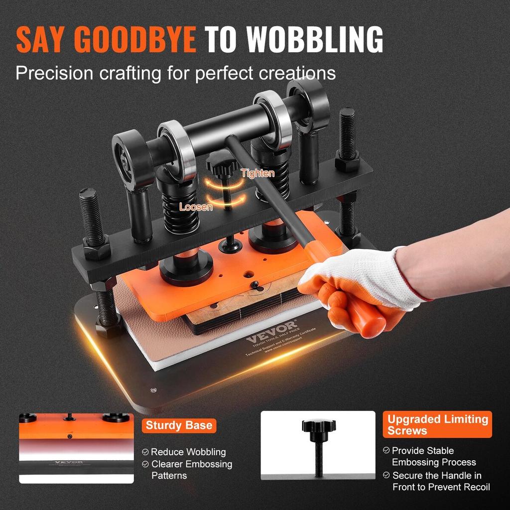 Leather Cutting Machine, 10.2 x 4.7 in Embossing Plate Manual Die Cutter, 0.47 in Pressure Stroke Leather Embossing Machine, Dual Guide Shafts Die Cut