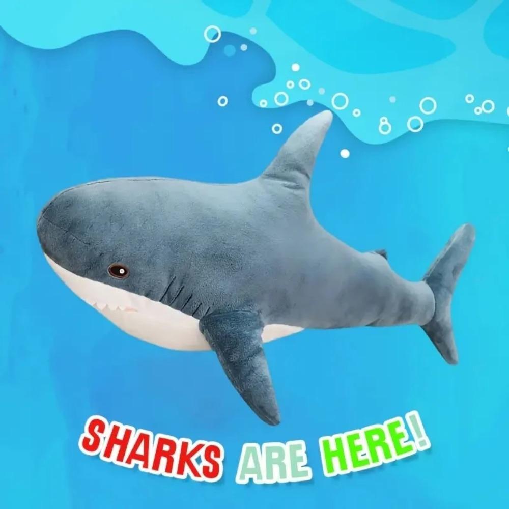 Clearance_2Sizes Cute Shark Plush Toy Soft Long Throw Pillow Doll Shark Stuffed Toys Holiday Gift Kids Girls Birthday Gifts Bed